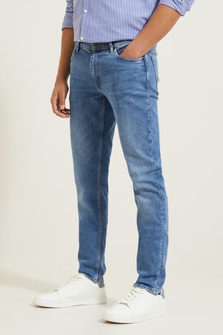 Calças de ganga slim - Azul - Comprimento 34