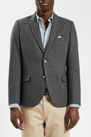 Chaqueta slim fit de lino - Gris jaspeado