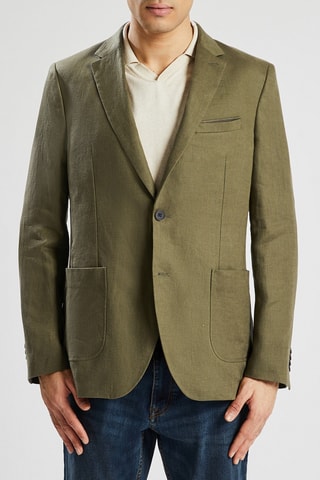 Veste regular en lin - Kaki