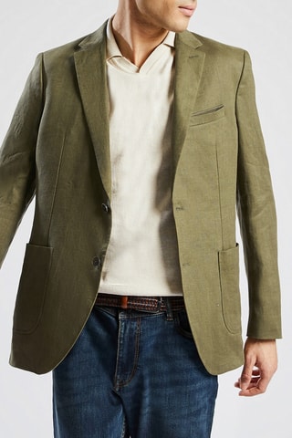 Veste regular en lin - Kaki