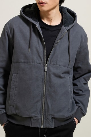 Chaqueta con capucha - Gris oscuro