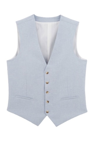 Gilet de costume slim en lin - Bleu clair
