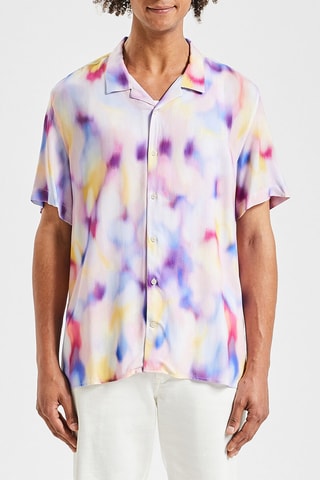 Camisa regular tie and dye - Azul-claro e violeta