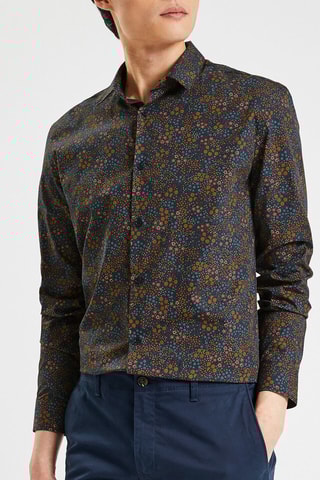 Camisa slim em algodão biológico - Azul