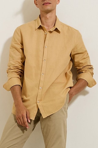 Camisa regular em linho - Amarelo