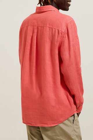 Camisa regular fit de lino - Rosa