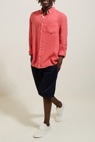 Camisa regular fit de lino - Rosa