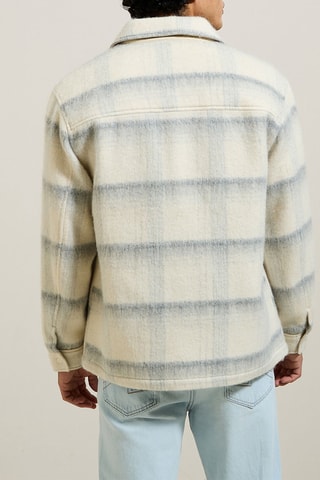 Sobrecamisa de lã - Azul-marinho e cru