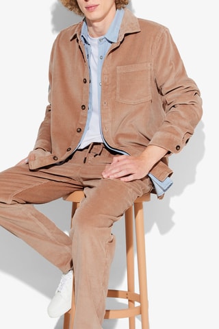 Sobrecamisa regular em veludo - Rosa