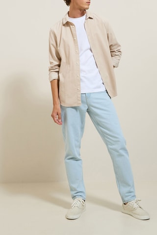 Camisa regular de veludo - Bege