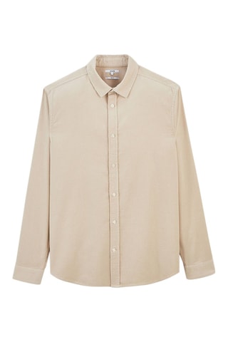 Camisa regular de veludo - Bege