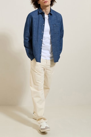 Camisa regular de ganga - Azul-marinho