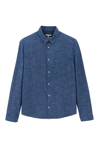 Camisa regular de ganga - Azul-marinho