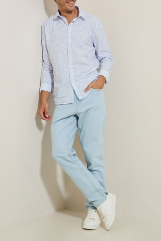 Camisa slim - Azul-celeste