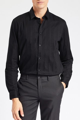 Camisa slim em algodão biológico - Cinzento-escuro