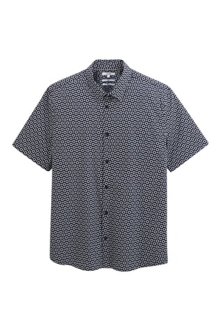 Camisa slim em algodão biológico - Azul-escuro