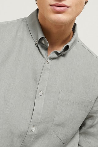 Camisa regular fit de lino - Verde claro