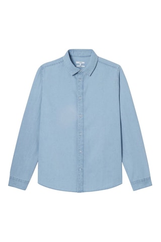 Camisa regular de ganga - Azul-celeste