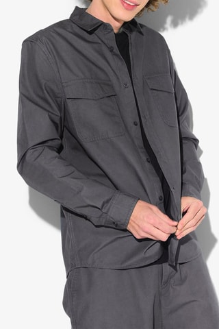Camisa regular - Cinzento-escuro
