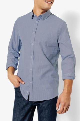 Camisa slim - Azul-escuro