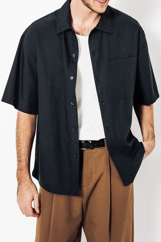 Camisa boxy - Azul-escuro