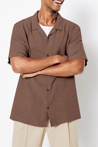 Camisa regular em ramie - Rosa-velho