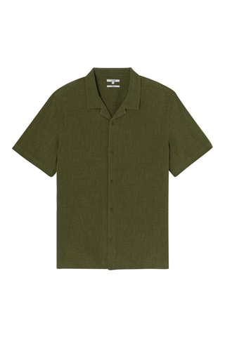 Camisa regular em ramie - Caqui