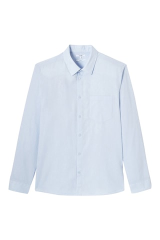 Camisa regular em linho - Azul-celeste