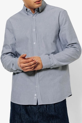 Camisa regular - Azul-cinza