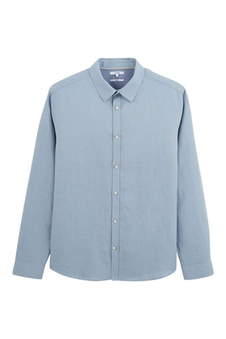 Camisa regular em linho - Azul-celeste