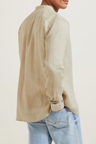 Camisa regular em linho - Bege