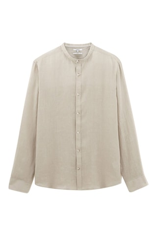 Camisa regular em linho - Bege