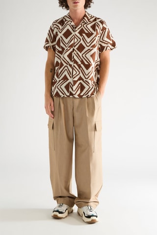 Camisa regular em linho - Camel