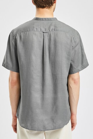 Camisa regular em linho - Cinzento-claro