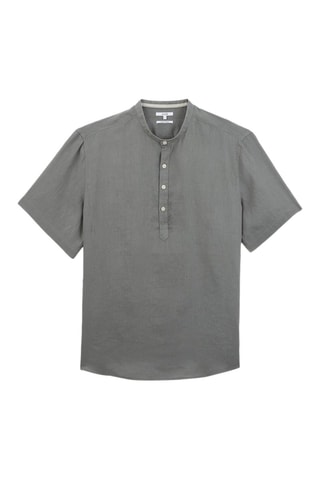 Camisa regular em linho - Cinzento-claro