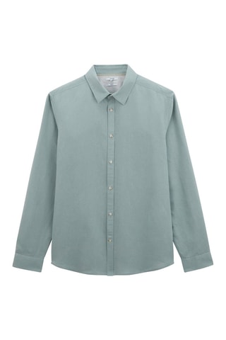 Camisa regular em linho - Verde-claro