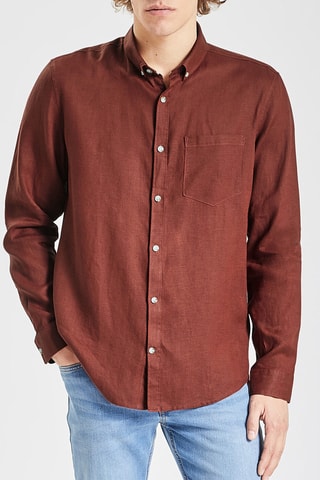 Chemise regular en lin - Marron