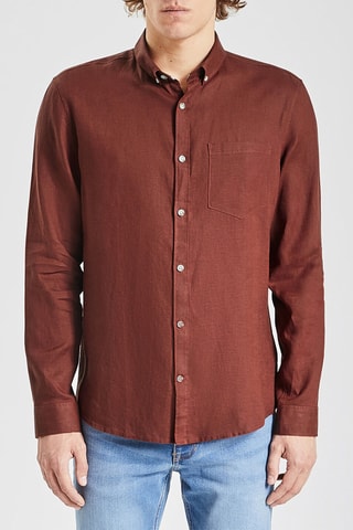 Chemise regular en lin - Marron