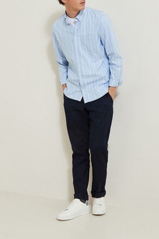 Camisa slim em algodão biológico - Azul