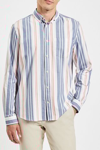 Camisa slim em algodão biológico - Azul-marinho