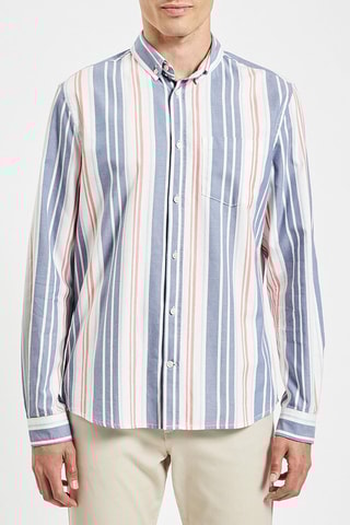 Camisa slim em algodão biológico - Azul-marinho