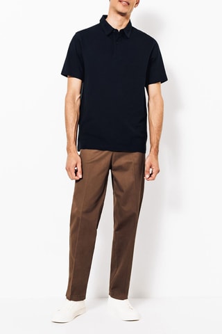 Polo regular em algodão biológico - Azul-marinho