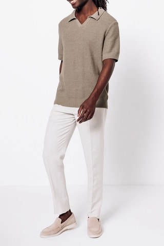 Polo regular en lin - Beige