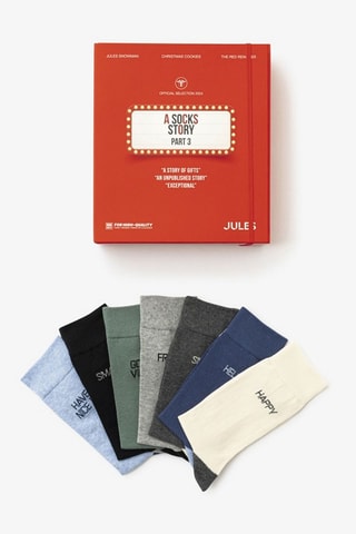 7 pares de meias - Azul-celeste, preto e cinzento-escuro