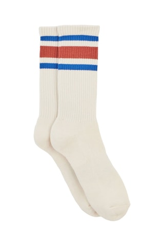 Calcetines de algodón orgánico - Blanco y azul rey