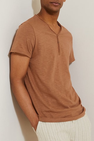 T-shirt em algodão biológico - Camel