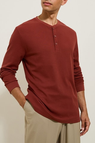 T-shirt em algodão biológico - Vermelho-tijolo