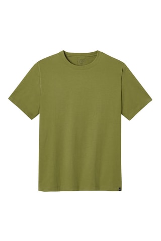 T-shirt regular em algodão biológico - Verde-azeitona