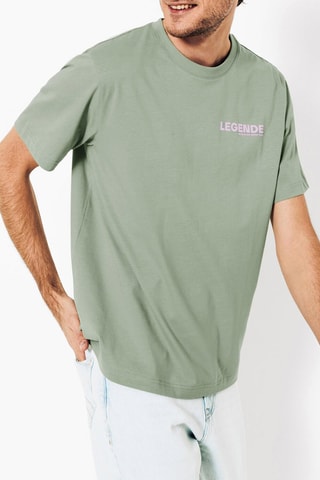 T-shirt regular em algodão biológico - Verde-claro
