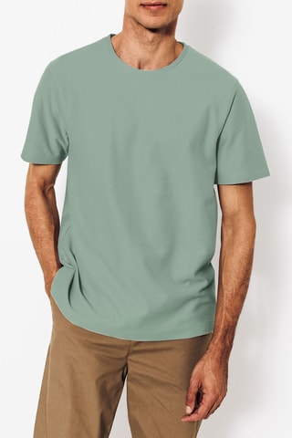T-shirt regular em <b>algodão biológico</b>. Verde-claro